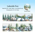 Nastro adesivo PET decorativo con temi di campeggio e pesca al lago per scrapbooking - Divertimento in Riva al Lago