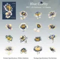 Blaue PET Blumenaufkleber Set mit 15 Vintage Aquarellblumen für DIY Bastelarbeiten - Cyanblau