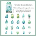 Green crystal and succulent decorative stickers set in white kraft paper 20pcs pack - Emerald Secret / Pack of 20
