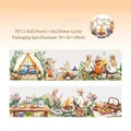 Nastro adesivo PET Camping Plan con illustrazioni di cibo e paesaggi per fai-da-te - Odore di Falò