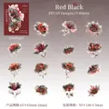 Retro-PET-Blumenaufkleber in Dunkelrot und Gold, 15 botanische Designs für DIY-Deko - Tiefrot