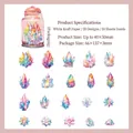 Floral crystal theme decorative stickers in white kraft paper for DIY scrapbooking - Colorful Floral Whisper / Pack of 20