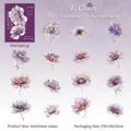 Purple Chen PET Blumenaufkleber Set, 15 wasserfeste Motive für DIY Handwerk und Scrapbooking - Lila