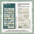 Retro fabric stickers in green plant theme for journals featuring textured finish - Houseplants