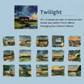 Set de pegatinas PET paisaje atardecer para álbumes de recortes, pack de 15 piezas - Resplandor del Crepúsculo