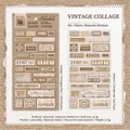 Vintage fabric sticker set with retro stamp designs and old newspaper text elements - Vintage Collage