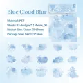 Blue watercolor PET stickers set with 30pcs for DIY scrapbooking and artistic journaling - Blue Cloud Blur