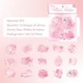Pink watercolor PET stickers set with 30 pieces for DIY scrapbooking and decoration - Crimson Raindrops