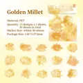 Golden watercolor PET stickers with butterflies and vintage script motifs, 30 pieces - Golden Millet Light