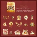Golden and red Christmas theme PET stickers set featuring bells and carousel designs - Golden Bell Celebration