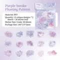 Purple watercolor PET sticker pack with 30 pieces of translucent vintage floral designs - Purple Smoke Pattern