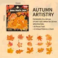 Ahornblatt PET-Aufkleber Set mit 30 Stück in herbstlichen Orange- und Gelbtönen - Blattgemaltes Herbstgedicht