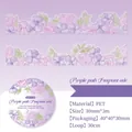 Watercolour style PET tape featuring purple and pink flower patterns, size 30mm x 3m - Purple Fragrance