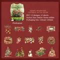 Christmas theme PET sticker set with Santa and reindeer motifs in a green gift box - Snowy Green Branch