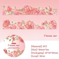 PET watercolor Crimson Rose floral tape for DIY scrapbooking 30mm x 3m decorative roll - Crimson Rose