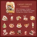Christmas theme PET sticker set with 15 holiday illustrations like gingerbread and snowmen - Sweet Biscuits
