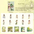 Quiet Time PET sticker pack with 15 vintage girl and nature DIY decorative patterns - Quiet Time