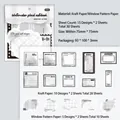Watercolor plaid stationery set with 30 sheets of kraft and window-patterned paper - Migrating Texture