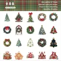 20-piece Christmas theme sticker set featuring laser cut trees and wreaths on cardstock - Forest Dwelling