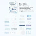 Set di 50 adesivi vintage Blue Shimmer in carta lucida e washi per decorazioni fai da te - Bagliore Blu