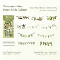 Vintage forest style sticker set with 10 laser-cut decorative pieces for journaling - Forest Collage