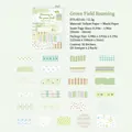 Pack de 50 pegatinas vintage Green Wanderings en papel washi y papel vegetal - Vagando por el Campo Verde