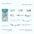 Travel-themed blue fabric paper stickers set with laser-cut pennant and banner designs - Travel Collection