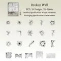 Pegatinas de PET vintage con textura de óxido y grietas para decorar diarios 20 uds - Pared Agrietada