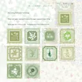 Pegatinas vintage de flores verdes y hojas, 20 hojas de papel kraft blanco decorativo - Sueños de Campos Verdes