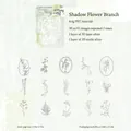 Floral PET stickers with silver laser finish, 30 sheets of botanical art for DIY scrapbooking - Floral Shadow