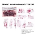 Vintage red sewing theme PET stickers featuring antique machines and scissors for DIY journals - Sewing and Handmade