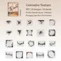 Set di 20 adesivi in PET texture ruggine con motivi vintage per scrapbooking e diari - Consistenza della Corrosione