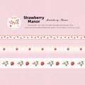 Set de rubans adhésifs PET scintillants Strawberry Manor avec motifs fleurs et dentelle - Manoir aux Fraises