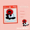 Autocollant chat noir brodé avec chapeau pomme et oreiller, écusson polyester 48x51mm - Style Chat Rêveur
