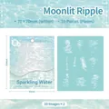 Moonlit Ripple PET stickers pack featuring 20 pieces of waterproof blue water wave patterns - Moonlit Ripple
