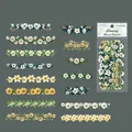 Vintage floral border stickers set green foliage and botanical patterns for journaling - Green Garden Whispers