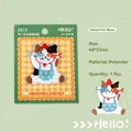 Écusson brodé chat calico mignon avec tablier bleu, autocollant décoratif de 48x52mm - Style Chat Poisson Salé