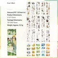 Cool Mint waterproof PET sticker set with watercolor character scenery for DIY journals - Cool Mint