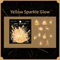 Yellow Sparkle Glow PET stickers featuring golden fireworks design, 20 pieces per pack - Yellow Sparkle Glow