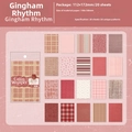 Retro warm gingham pattern decorative paper set with 20 unique plaid textures for journaling - Gingham Rhythm (Red)