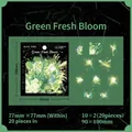 Green Fresh Bloom PET stickers with 20 pieces of floral splash ink art for journaling - Green Fresh Bloom