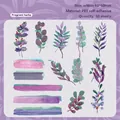 Retro aquarel planten PET stickers met paarse en groene bloemmotieven, 30 stuks - Geurige Kruiden