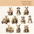 Forest Meet series vintage PET animal stickers with retro rabbit and cat designs 20pcs - Forest Encounter
