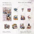 Flower Letter Ink Language retro PET stickers featuring 10 vintage floral designs - Flower Letter Ink Language