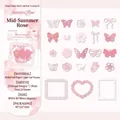 Pink Rose hollow-out paper material pack with 23 pieces for DIY journal decoration - Summer Rose (Pink)