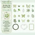 Green 3D laser-cut butterfly and floral paper embellishments for scrapbooking - Greenery (Green)