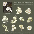Winter Plum PET floral stickers with gold foil details for DIY journaling and scrapbooking - Winter Plum Branches