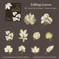 Golden foil leaf PET stickers set with ginkgo and maple designs for DIY journaling - Falling Leaves