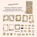 Set di adesivi vintage per scrapbooking in carta kraft bianca con motivi di francobolli - Bordo di Collage