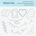 Adesivi in PET blu tema ricamo con 20 motivi floreali trasparenti per decorazione - Distant Sky Blue